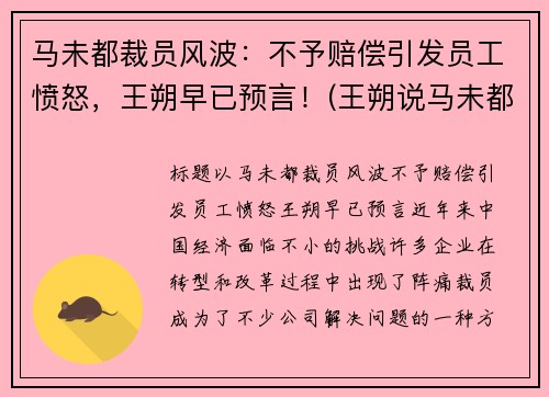 马未都裁员风波：不予赔偿引发员工愤怒，王朔早已预言！(王朔说马未都捡破烂)