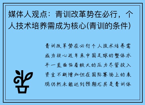 媒体人观点：青训改革势在必行，个人技术培养需成为核心(青训的条件)